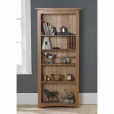 Image of Crescent solid oak furniture large living room office adjustable bookcase