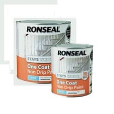 Image of Ronseal One Coat Stays White Non Drip Paint SATIN FINISH 750ml 2.5L