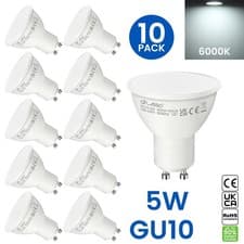 Image of 🔥10 Pack GU10 LED Bulbs 5W Cool White 6000K spotlight120° ECO 5W NonDimmable UK