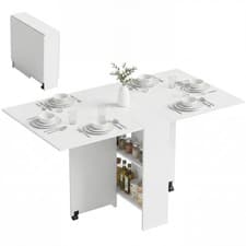 Image of HOMCOM 80-140 cm Folding Dining Table for 4-6 Drop Leaf Table White