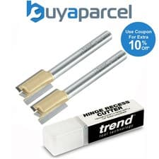 Image of Trend BR04X1/4TC 12mm 1/4" TCT Straight Hinge Recess 2 Flute Router Cutter x2