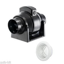 Image of Manrose MF100T In-Line Extractor Fan with Timer 100mm/4" + White Intake Grille
