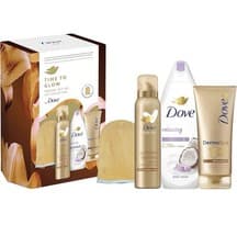 Image of Dove Time to Glow Gradual Self Tan Collection Set with a Tan Applicator