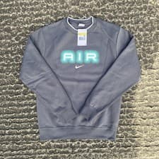 Image of NIKE AIR FLEECE GRAPHIC CREW SWEATSHIRT - IRON GREY - S - BNWT HM0177-068
