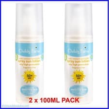 Image of Childs Farm Water Resistant SPF 50+ Sun Spray Lotion Sensitive Skin 2 x 100ml