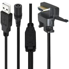 Image of USB 2.0 Type A + 5.5x2.1mm DC Female to HDTV Right Angle Cable 2m Ingenico