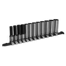 Image of Sealey Socket Set Deep 12pc 3/8"Sq Drive Metric - Black Series - AK7993
