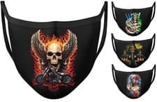 Image of Face mask Reusable Gothic Skull Scary Teeth Horror Halloween Biker Washable Mask