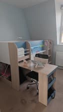 Image of Parisot Higher Kids High Sleeper Elevated Loft Bed w/ Desk Wardrobe and Storage