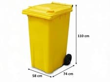 Image of 240 Litre Wheelie Bin - Yellow (Standard Household Size) Typically Used For Chem