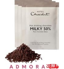 Image of Hotel Chocolat Milky 50% Hot Chocolate Sachets Luxury Chocolate Flake Pack of 20