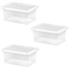 Image of Wham Crystal 11 Litre Storage Box With Lid 3 Pack