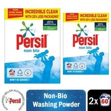 Image of 2x of 60 Wash Persil Non-Bio Washing Powder with Biodegradable Ingredients