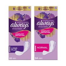 Image of Always Discreet Incontinence Liners Plus Pads High Absorbency Choose Type