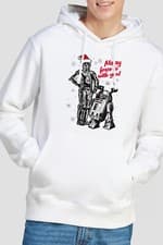 Image of Star Wars Merry Christmas Droids Mens Hoodie S-2XL White