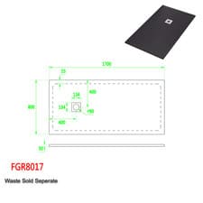 Image of Stone Resin Shower Tray Slate Effect 30mm Low Profile Wet Room – White or Black