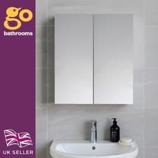 Image of Double Mirrored Wall Cabinet Aluminium Wall Mounted Mirrored Bathroom 600mm