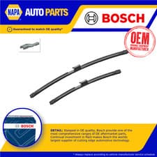 Image of 2x Wiper Blades (Pair) Flat / Aero type Front 3397110008 Bosch Set Windscreen