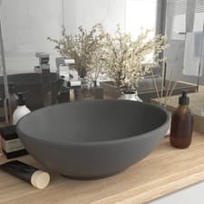 Image of VidaXL Luxury Basin Oval-shaped Matt Dark Grey 40x33 cm Ceramic