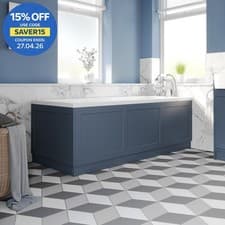 Image of 1700/700mm Bath Panel Pack Front Side End Traditional Bathroom MDF Matt Blue
