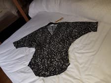 Image of BNWT soft touch oversize Womens trendy zip neck Top size S/M 10/12/14 black grey