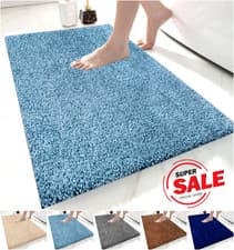 Image of Non Slip Bath Mat Water Absorbent Small Large Bathroom Rugs Toilet Pedestal Mats