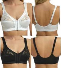 Image of Ladies Marlon Bra Front Fastening Soft Cup Non Wired Bra Black or White 34-48