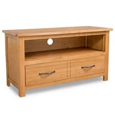 Image of TV Cabinet 90x35x48 cm Solid Oak Wood Vida XL