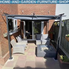 Image of Heavy Duty Outdoor Metal Pergola 3m x 3m Gazebo Porch Awning Retractable Canopy