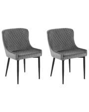Image of Set of 2 Dining Chairs SOLANO Velvet Grey