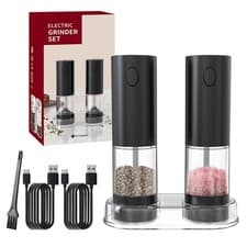 Image of 2X Electric Salt & Pepper Mill Type-C Stainless Steel Electronic Grinder Pots
