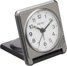 Image of SEIKO Compact Folding Travel Clock Gray Domestic Model Metallic Japanese