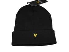Image of LYLE & SCOTT Knitted Cuff Beanie Hat Black