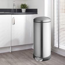 Image of Addis 30 Litre Pedal Bin – Stainless Steel Effect Kitchen Bin With Dome Lid