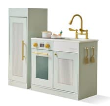 Image of Teamson Kids Little Chef Chester Play Kitchen in Green with Fridge, Stove