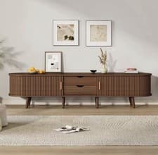 Image of TV Stand, TV Unit for TV up to 70 Inch Wooden TV Cabinet with 1 Drawer 2 Doors