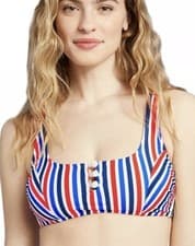 Image of XL 12-14 NEW Target Xhilaration Red White Blue Ribbed Button-Front Swim Top