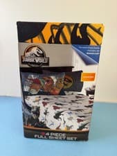 Image of Jurassic World 4 Dinosaur Prowl 4 Piece Full Microfiber Sheet Set  New