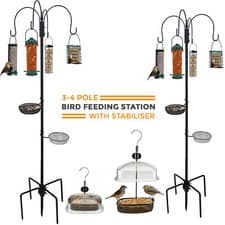 Image of Metal Complete Bird Feeding Station 4 Feeders Stand Garden Wild Birds Feeders