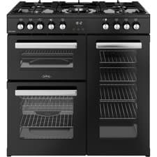 Image of Belling 444411793 CookCentre 90DF 90cm Dual Fuel Range Cooker 5 Burners Black