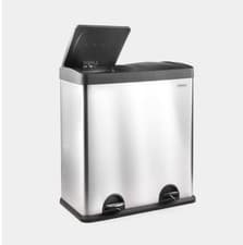 Image of Stainless Steel Multi Two Compartment Large Recycling Pedal Bin 60L