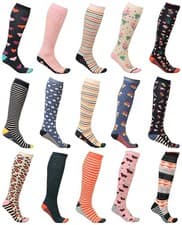 Image of 5 Pairs Of Ladies Welly Boot Socks Long Design Womens Wellington Socks Size 4-8