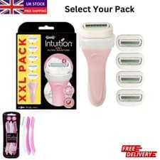 Image of Wilkinson Sword Intuition Ultra Moisture Razor, 4 Refill Blades, Eyebrow Shaper