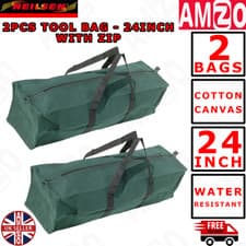 Image of 2x 24" Heavy Duty Canvas Tool Bags with Zip Closure – Durable & Water Resistant