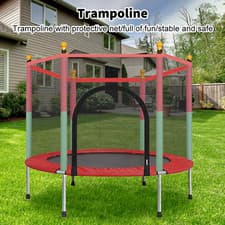 Image of 5FT Kid Trampoline With Safety Net Enclosure Children Outdoor Garden Fun Toy