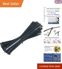 Image of Multifunctional Black Zip Ties – 100 Piece Pack, 150mm, Self-Locking Design