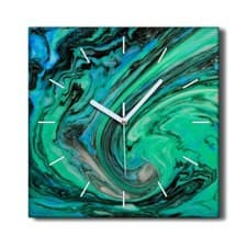 Image of Silent Clock Canvas 30x30 Painting Abstract Blue Green Picture Wall Art Decor