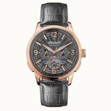 Image of Ingersoll The Regent Automatic Black Dial Leather Strap Mens Watch I00302B