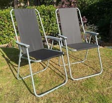 Image of 2 x Garden Chair Metal Folding Armchair Outdoor Beach Furniture Patio Balcony