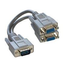 Image of 1 PC to 2 Way VGA Monitor Shielded Splitter Cable - Black or Grey - SENT TODAY